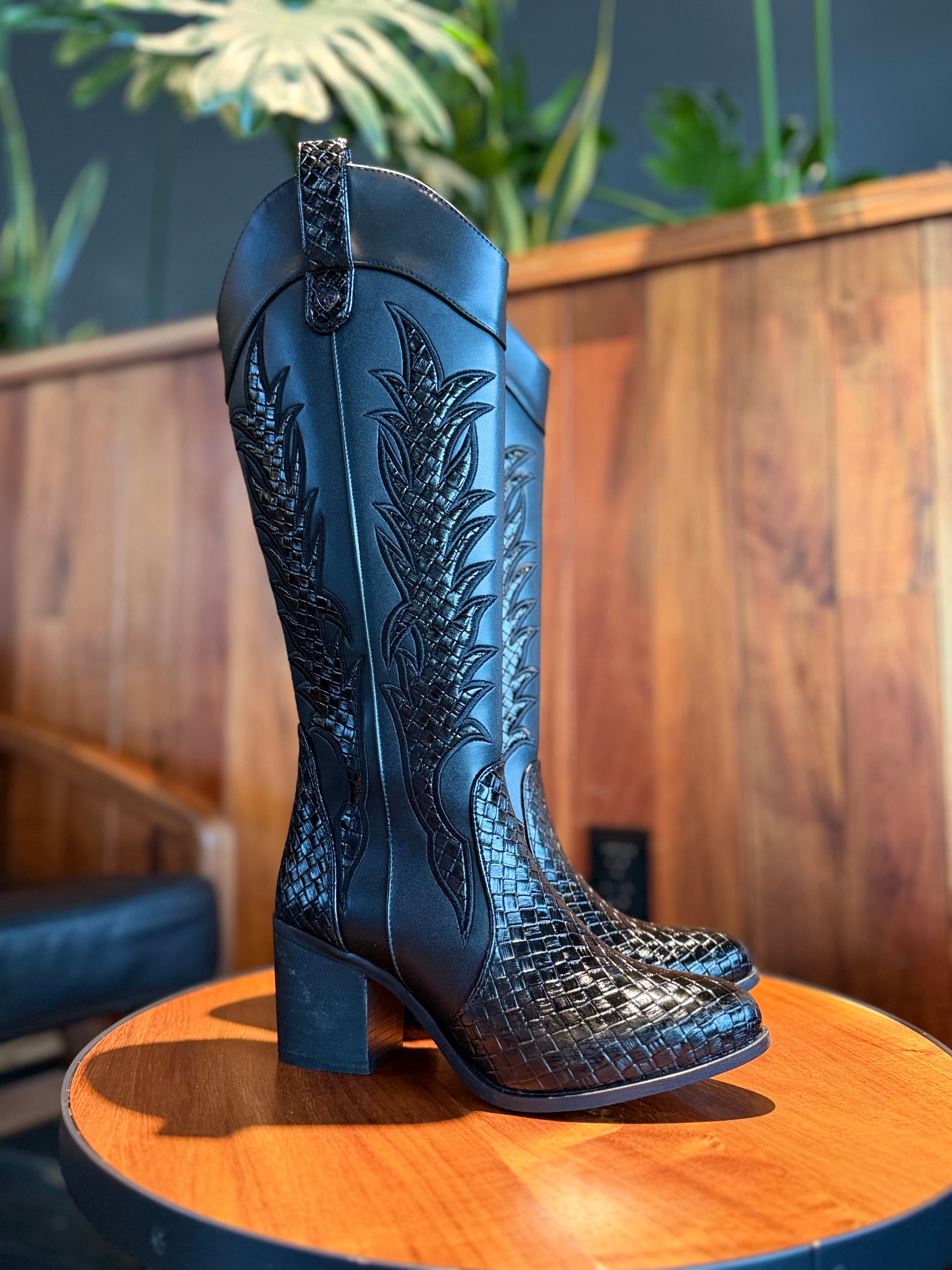 1996A Bota de tubo alto estilo vaquero