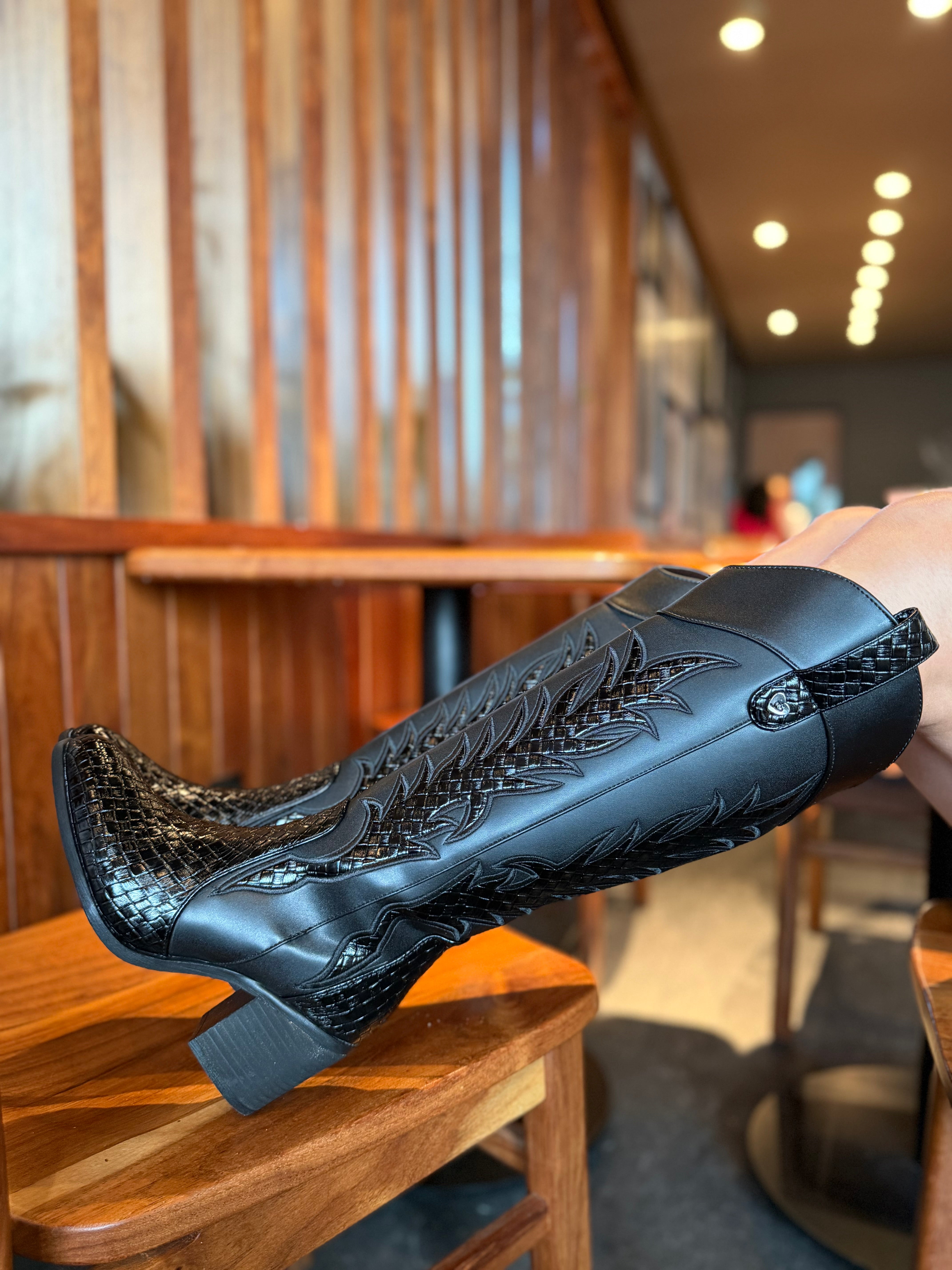 1996A Bota de tubo alto estilo vaquero