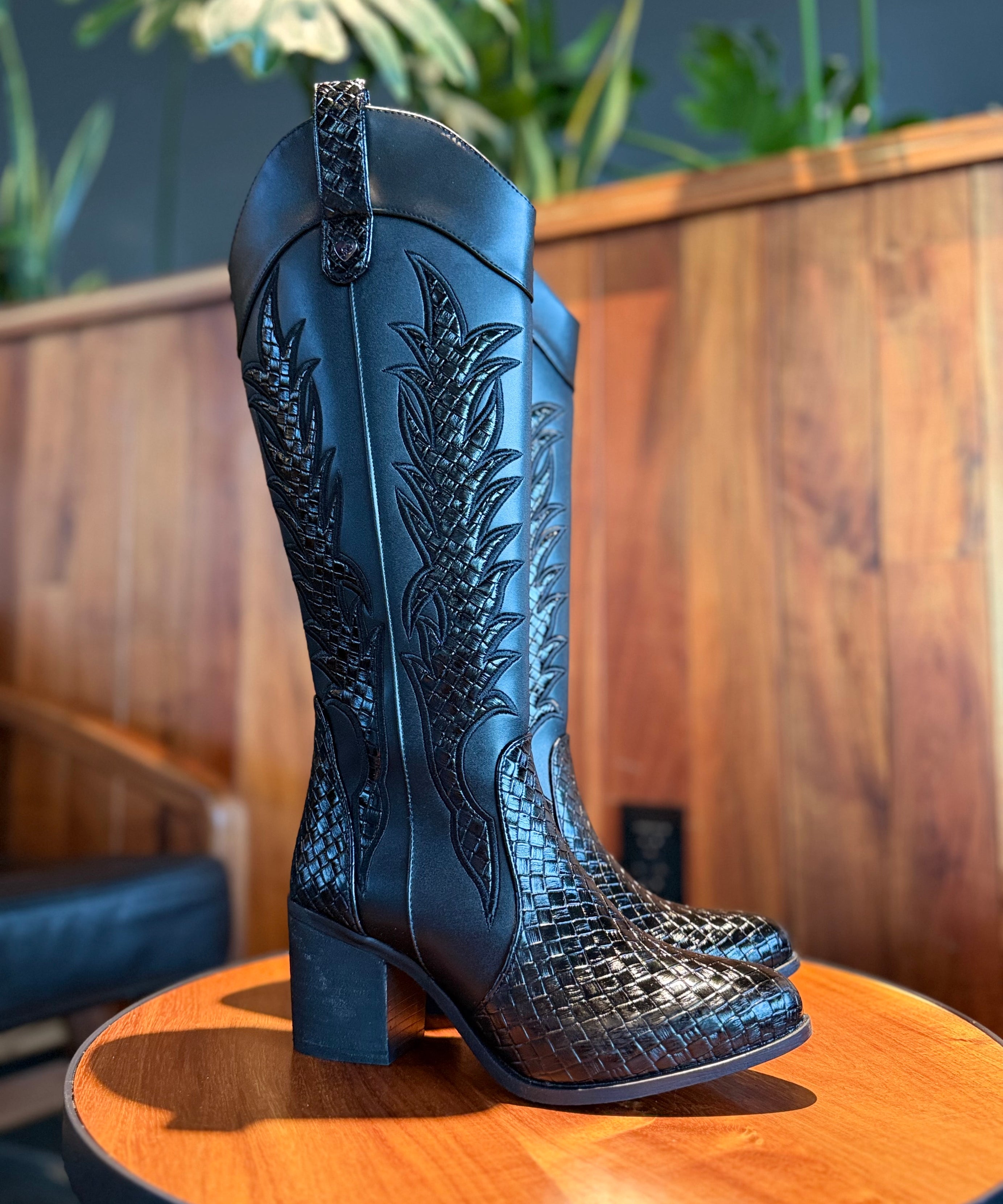 1996A Bota de tubo alto estilo vaquero