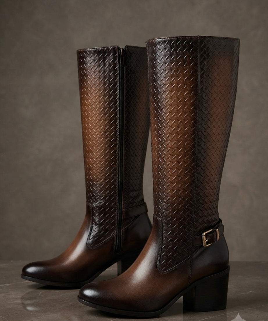 870L Bota larga grabada tacón 7 cm