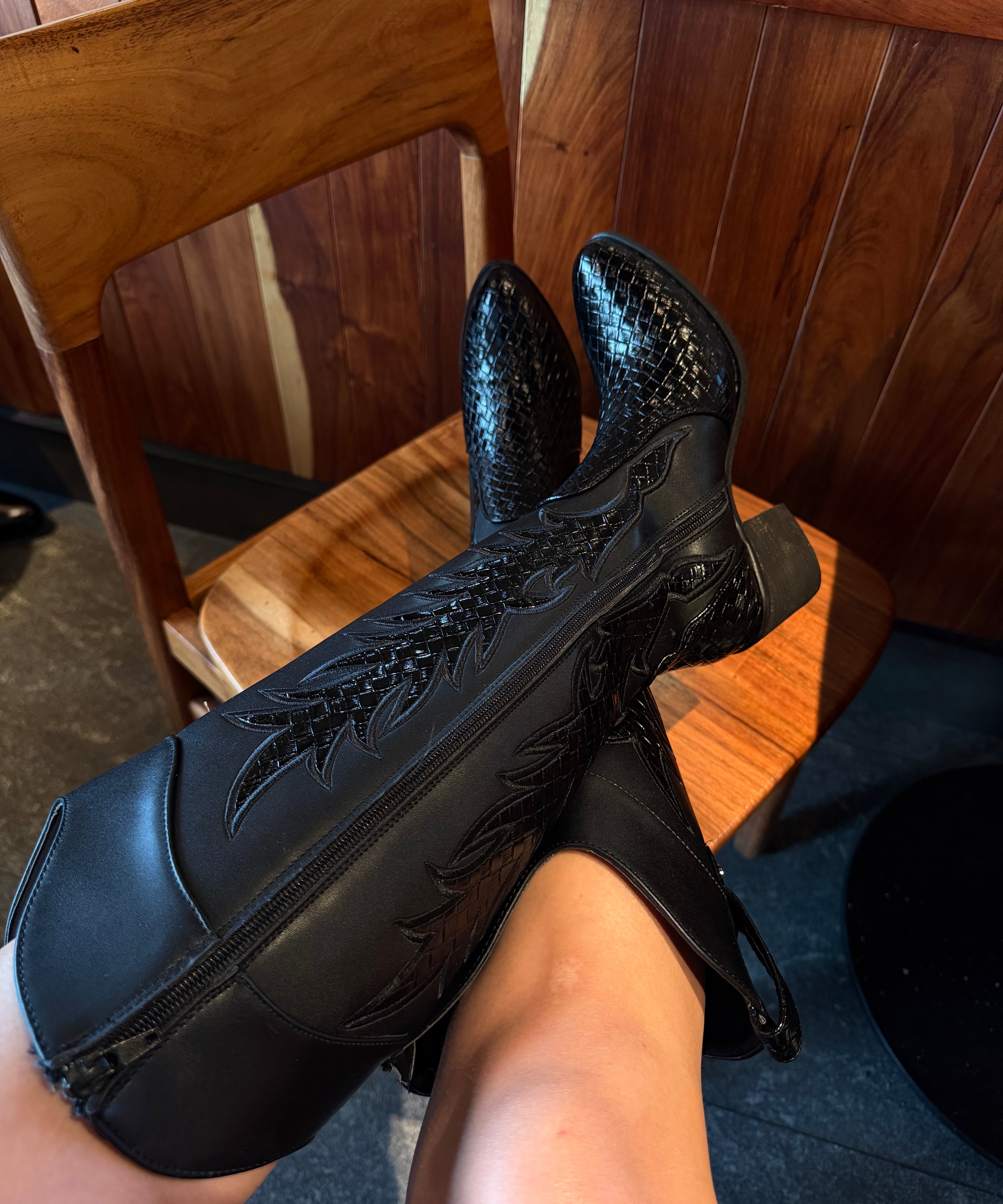 1996A Bota de tubo alto estilo vaquero