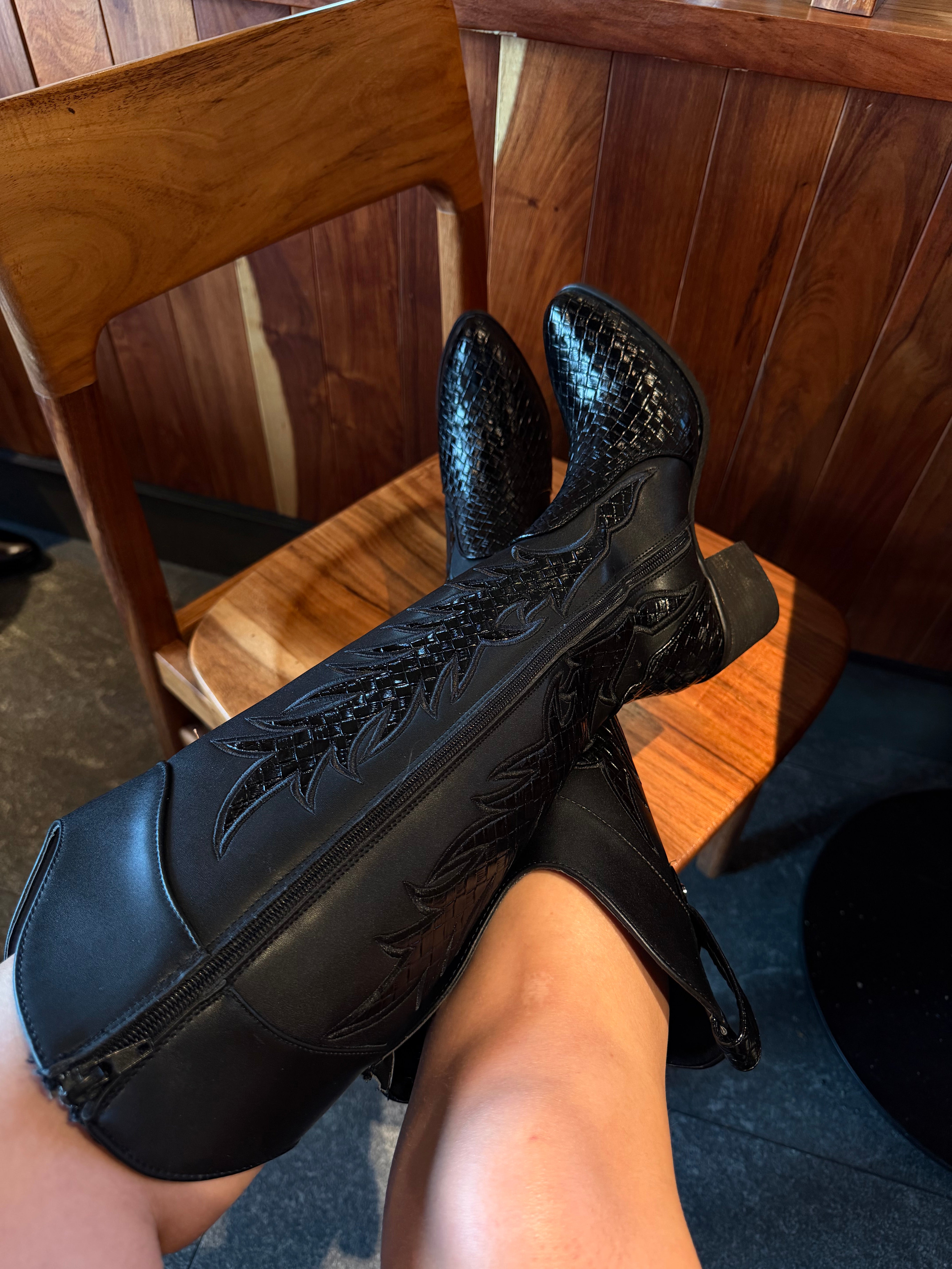 1996A Bota de tubo alto estilo vaquero