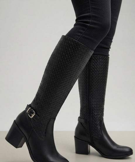 870L Bota larga grabada tacón 7 cm
