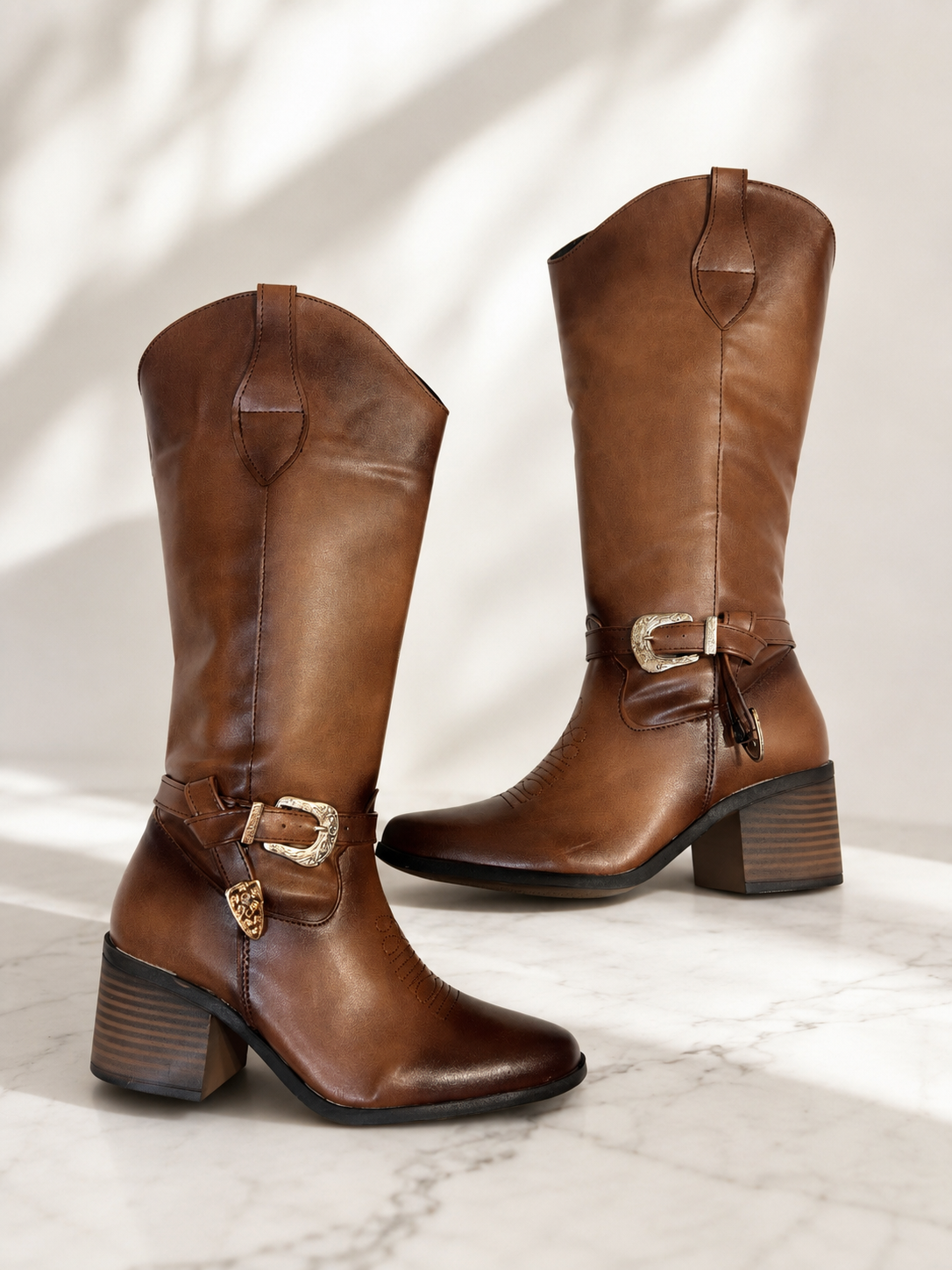 9865L Bota Vaquera con Hebilla tacón 7 cm